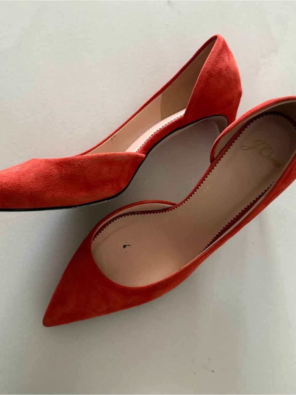 J. Crew Women's Orange Suede Pointed-Toe Flats